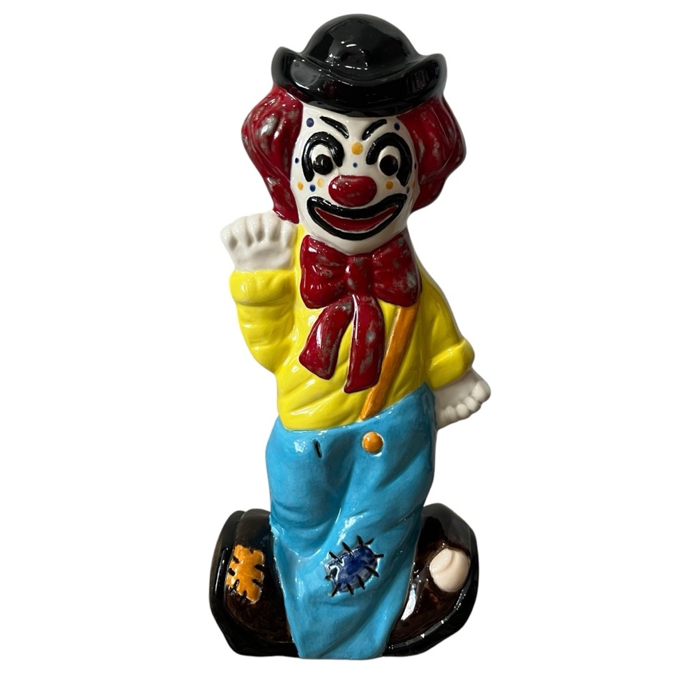 Vintage Ceramic 2 Face Clown Happy‎ & Sad Hand Painted 10.5” Multicolor